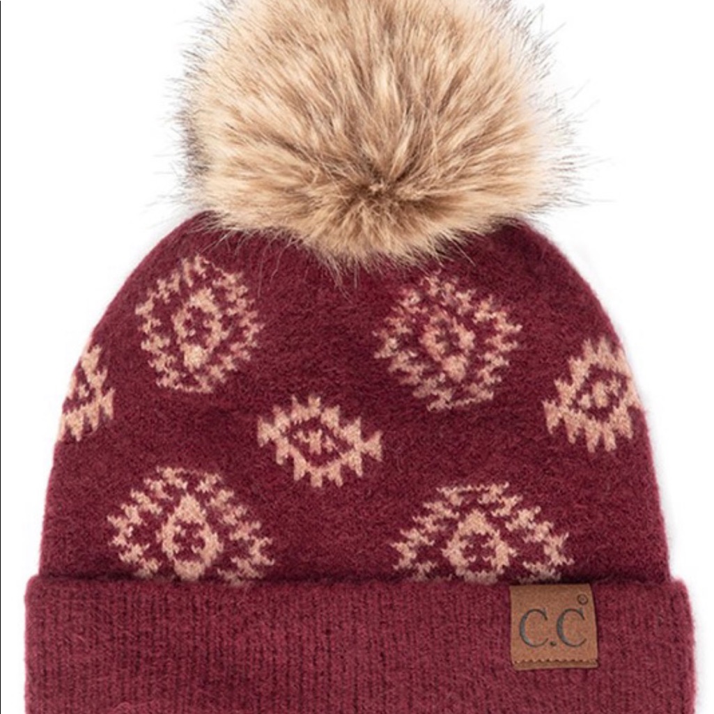 Cc Brand Diamond Pom Beanie